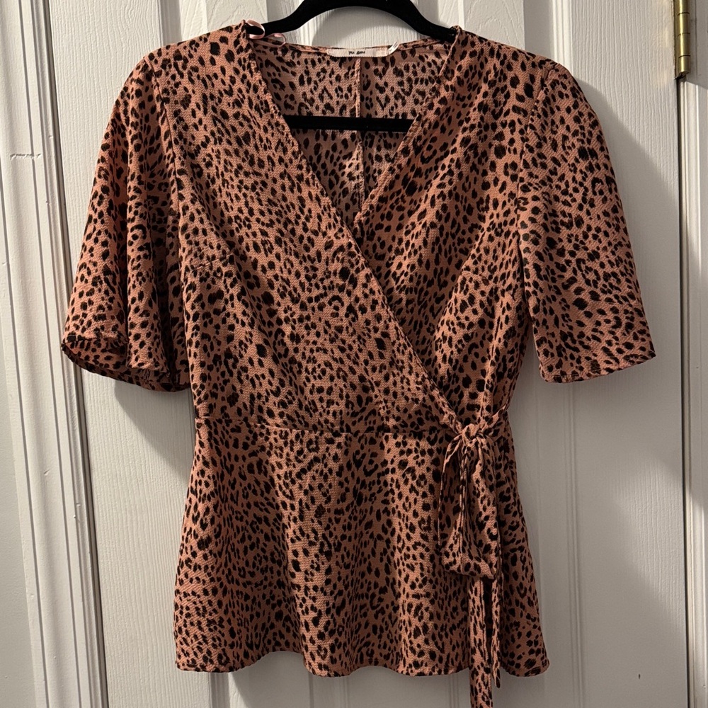 Leopard Print Wrap Top